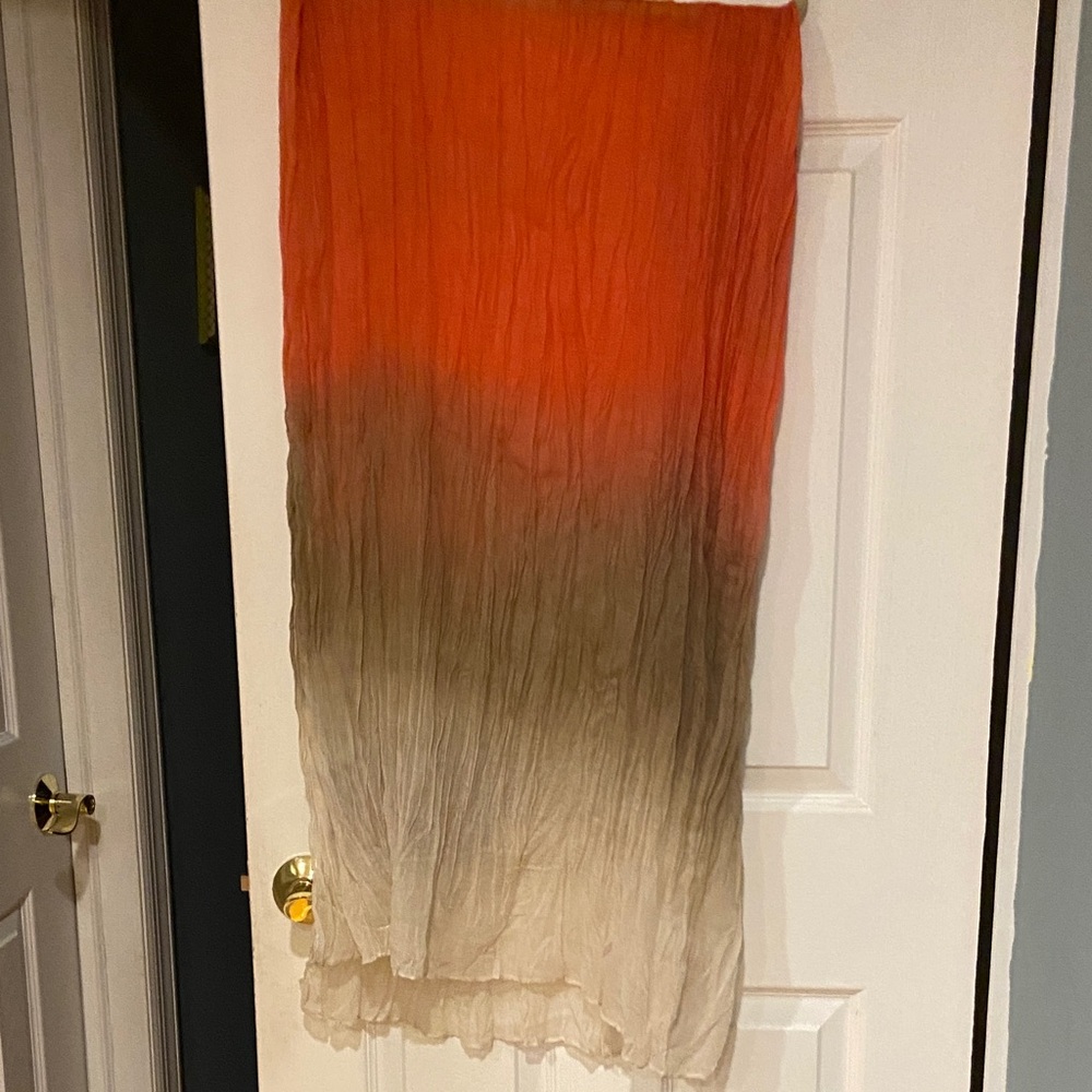 Chico's Vibrant Orange and Tan Scarf - Picture 3 of 5